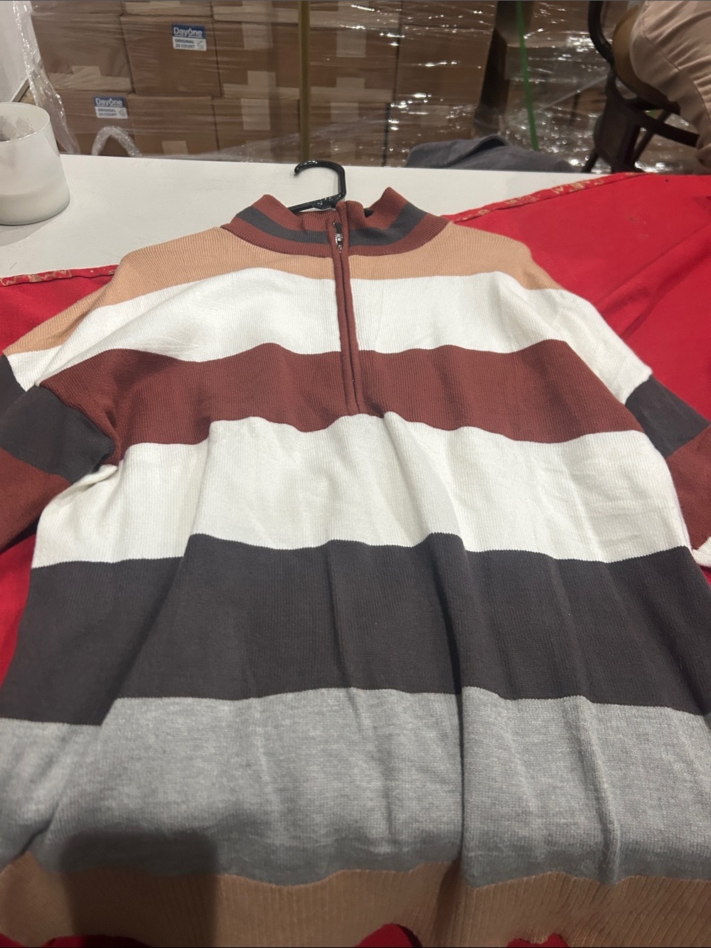 Men's Striped Half-Zip Sweater - Multi-Color